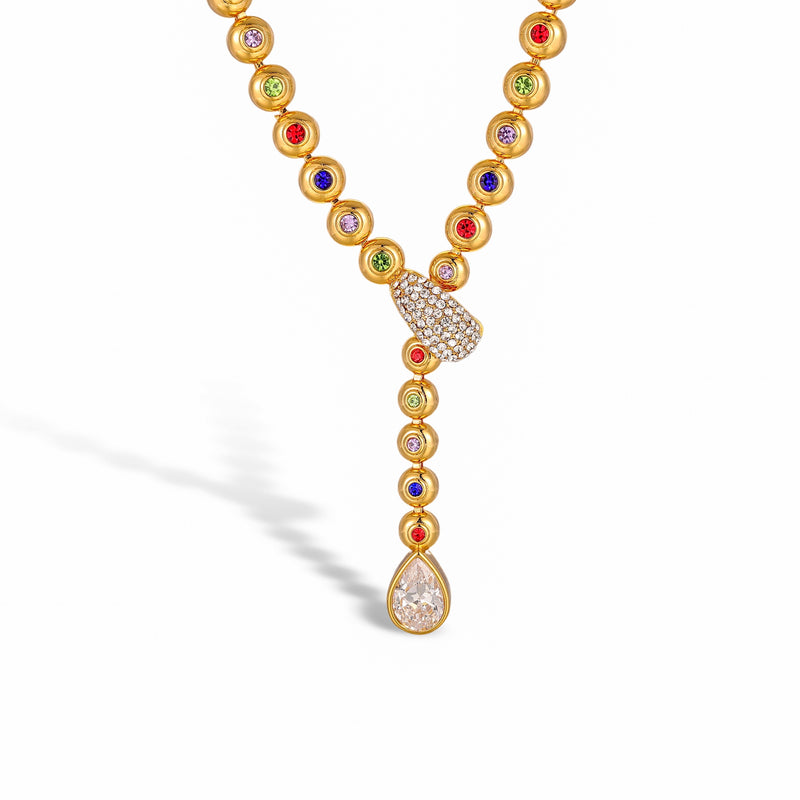 Dione 14K Gold Multicolor Round Necklace