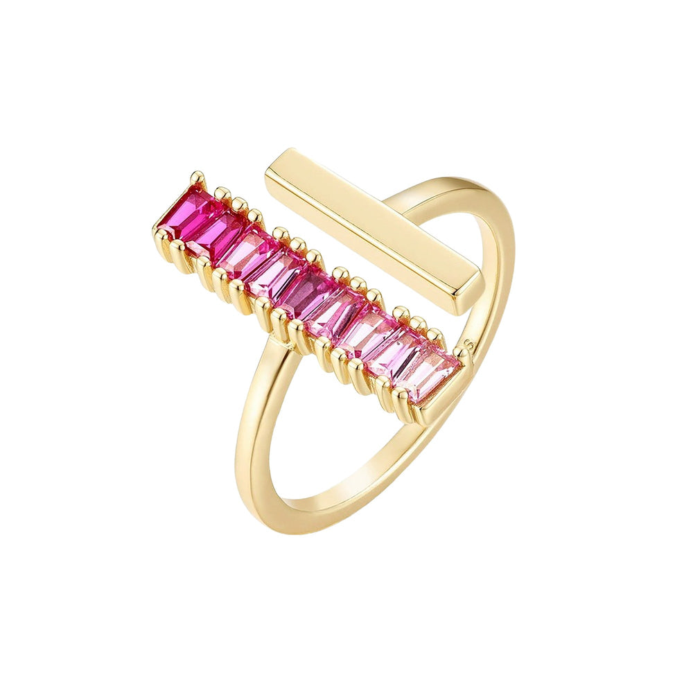 Ivonne Pink Rectangular Open Ring