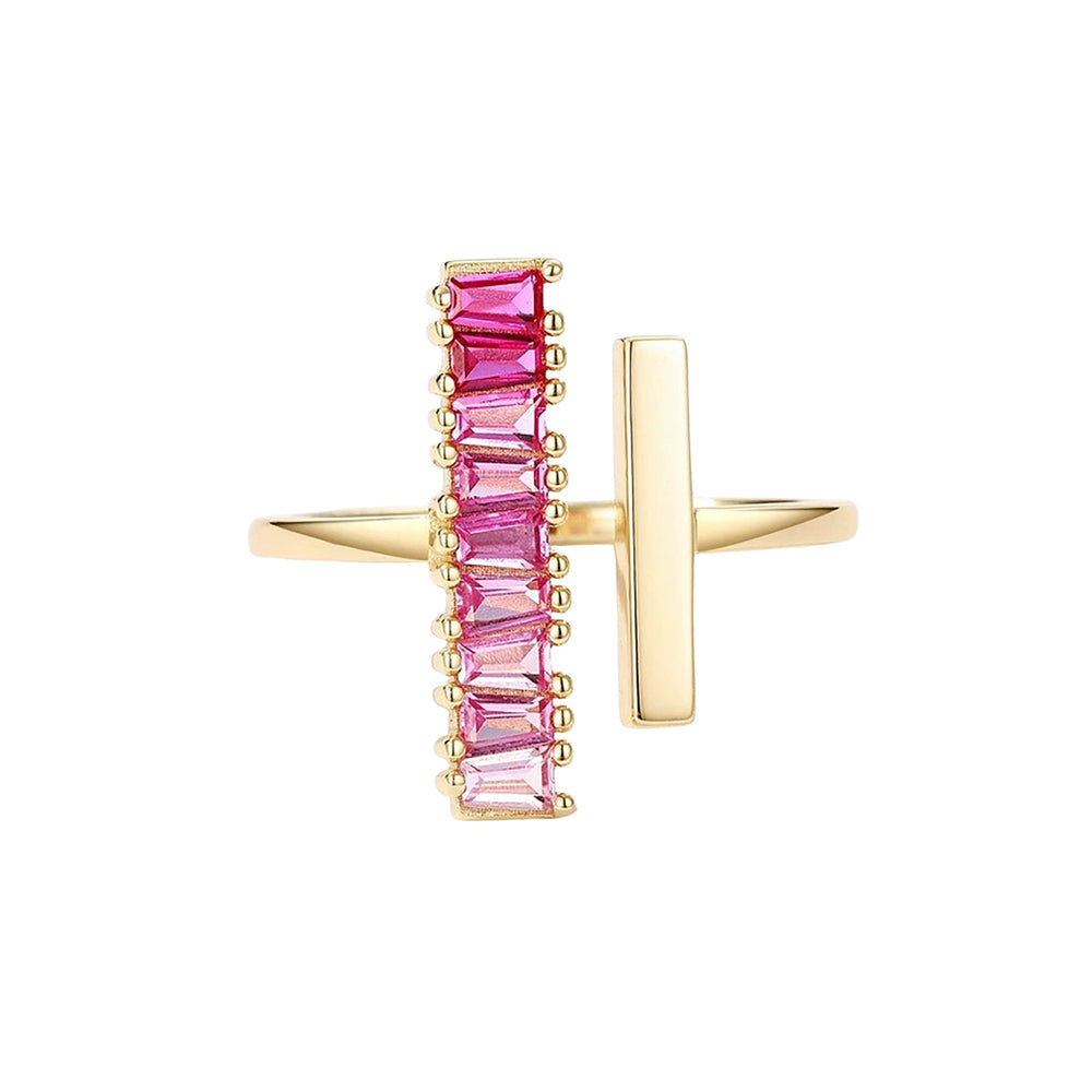 Ivonne Pink Rectangular Open Ring