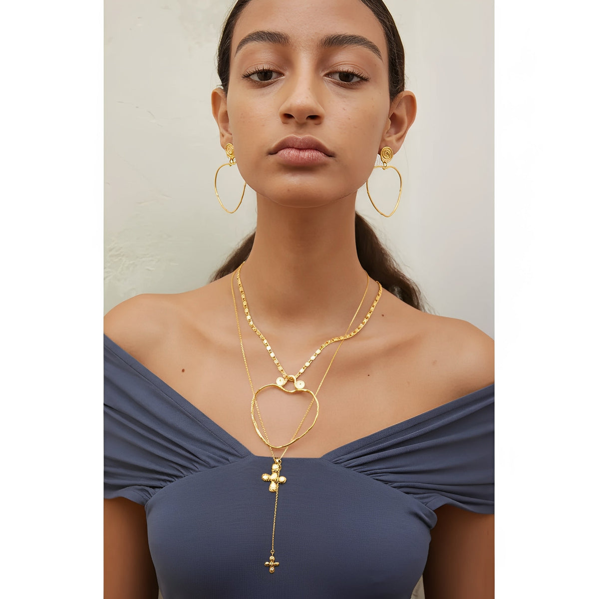 Donatienne 14K Gold Cross Lariat Necklace