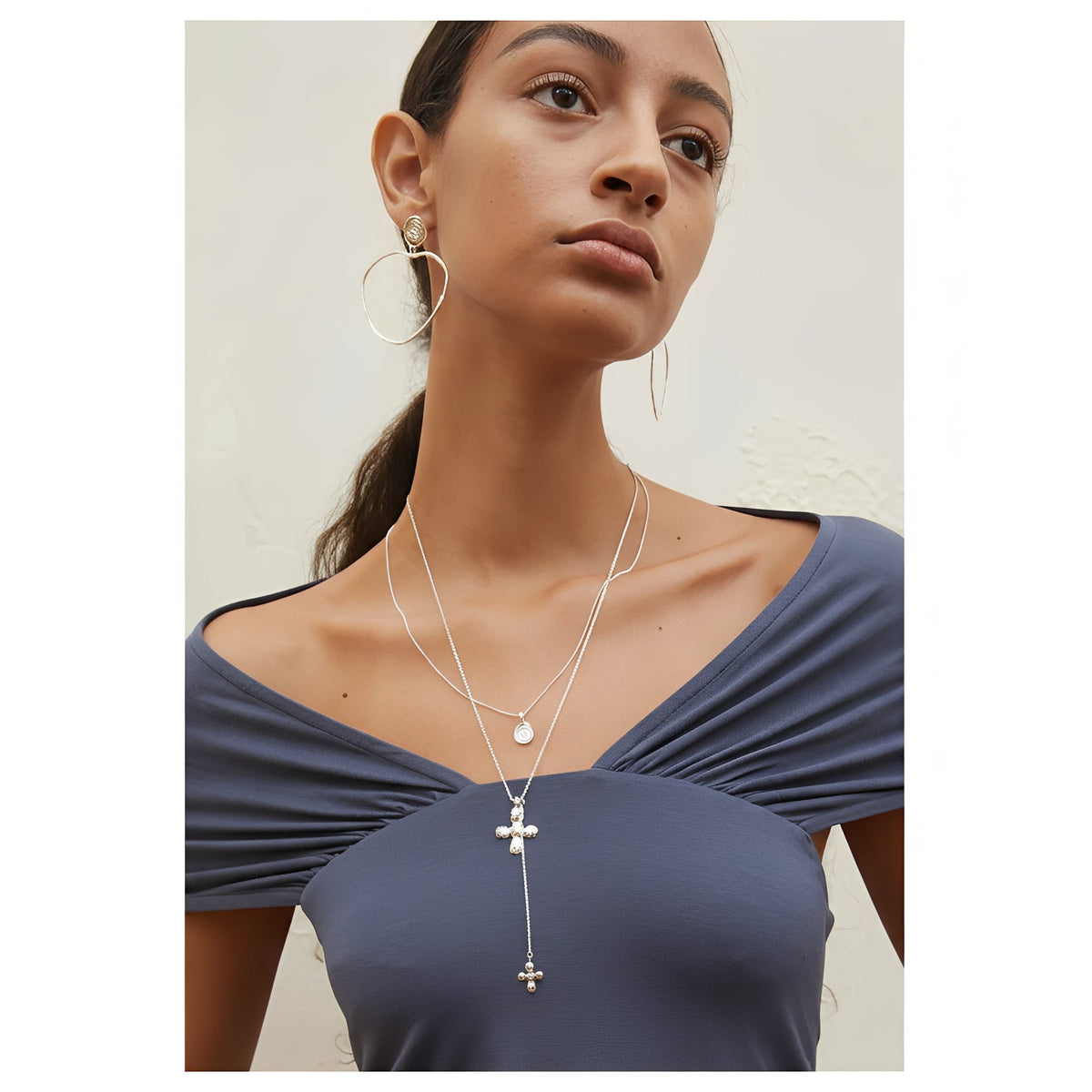 Donatienne 14K Gold Cross Lariat Necklace