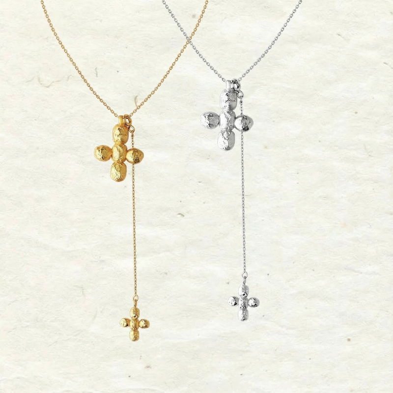 Donatienne 14K Gold Cross Lariat Necklace