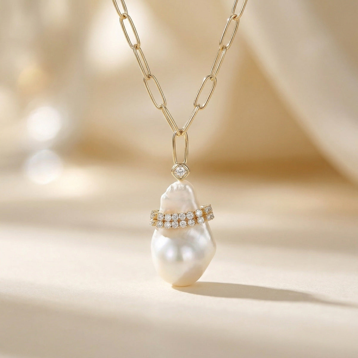Douceur Subtle Baroque Pearl White Necklace