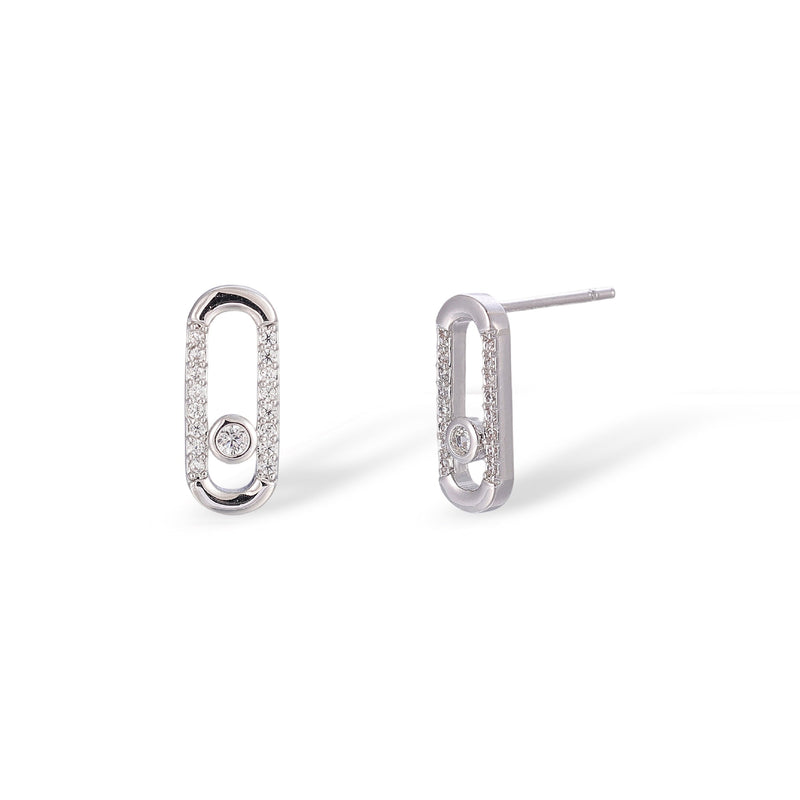 Dune White Oval Earrings