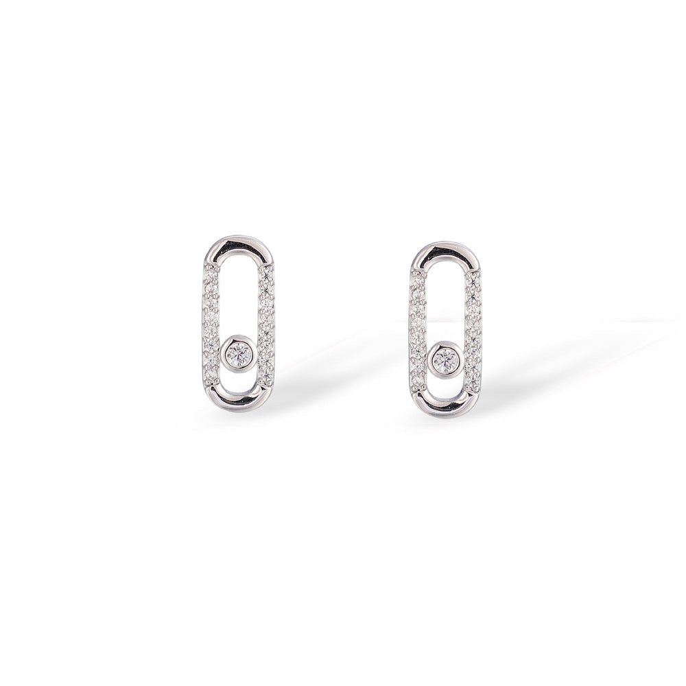 Dune White Oval Earrings