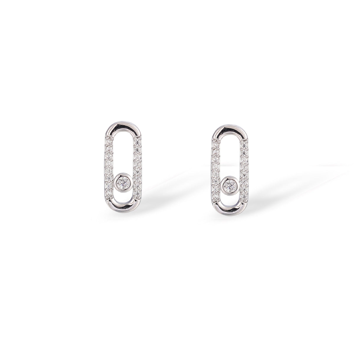 Dune White Oval Earrings