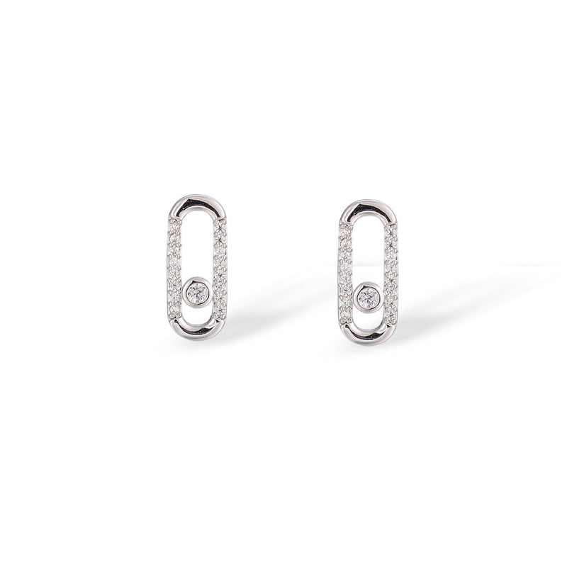 Dune White Oval Earrings