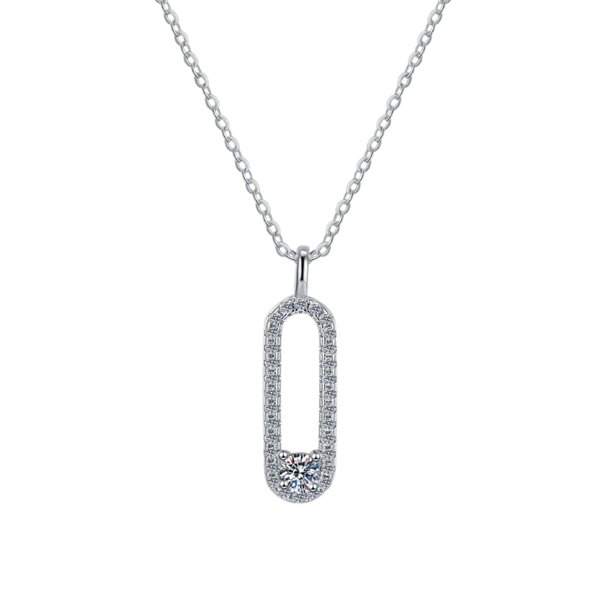 Dune White Oval Moissanite Necklace