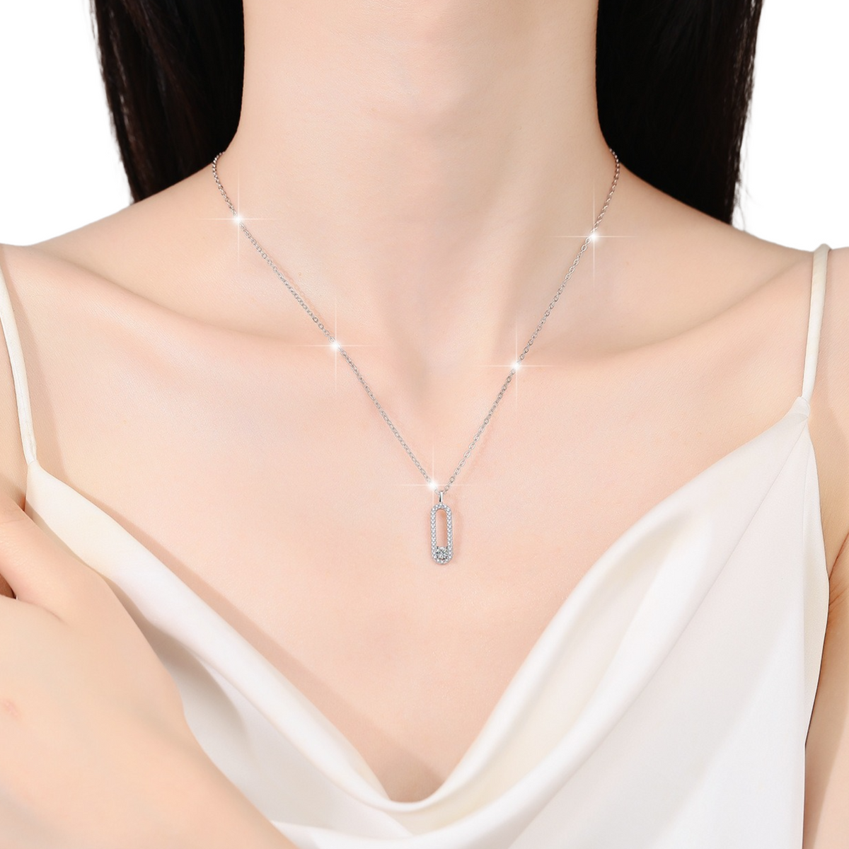 Dune White Oval Moissanite Necklace