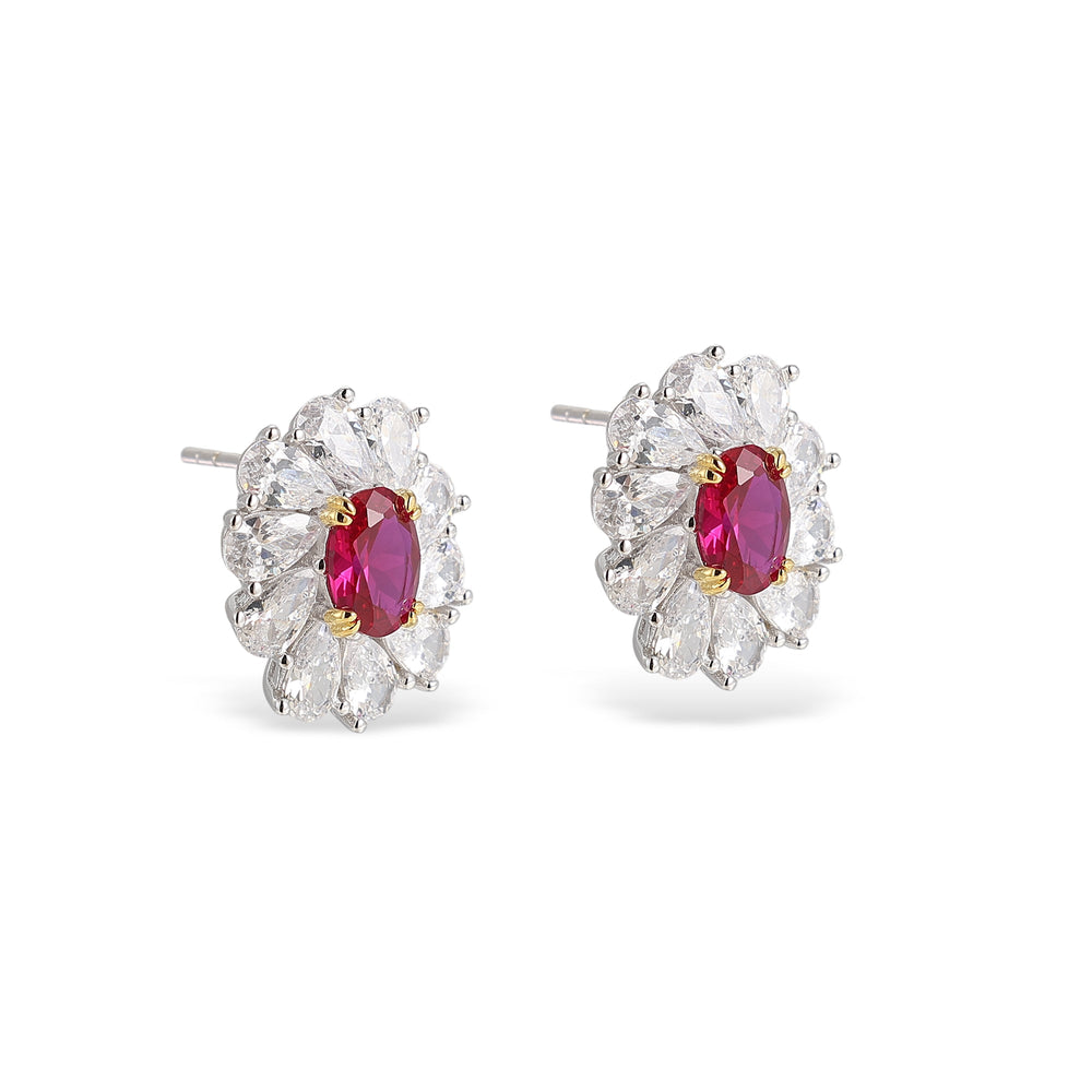 Éclat Ruby Blossom Stud Earrings