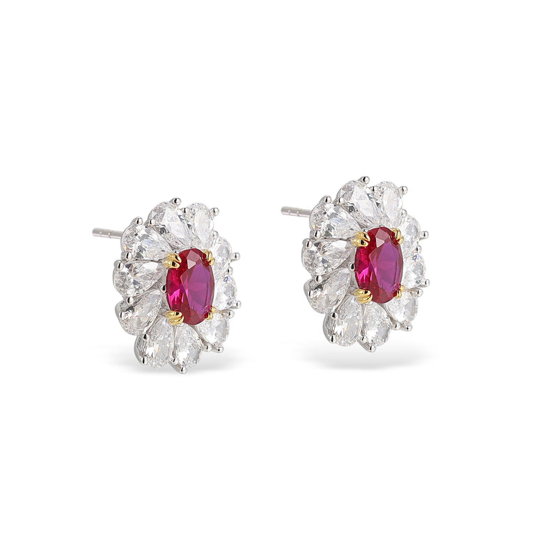 Éclat Ruby Blossom Stud Earrings