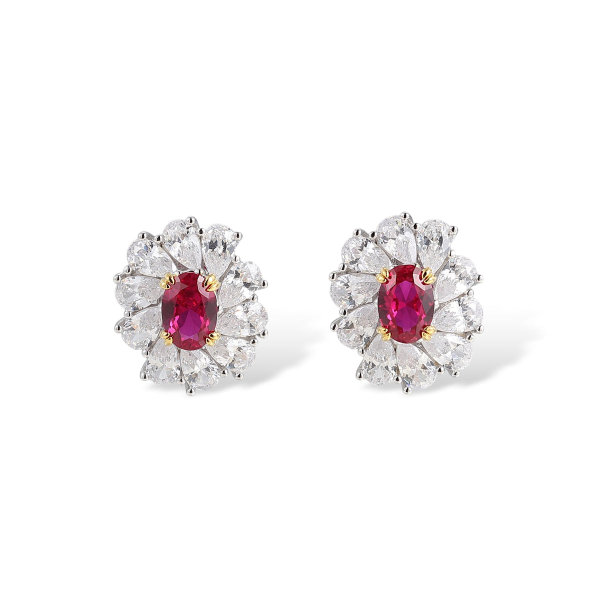Éclat Ruby Blossom Stud Earrings