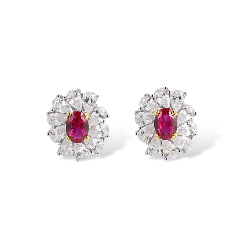 Éclat Ruby Blossom Stud Earrings