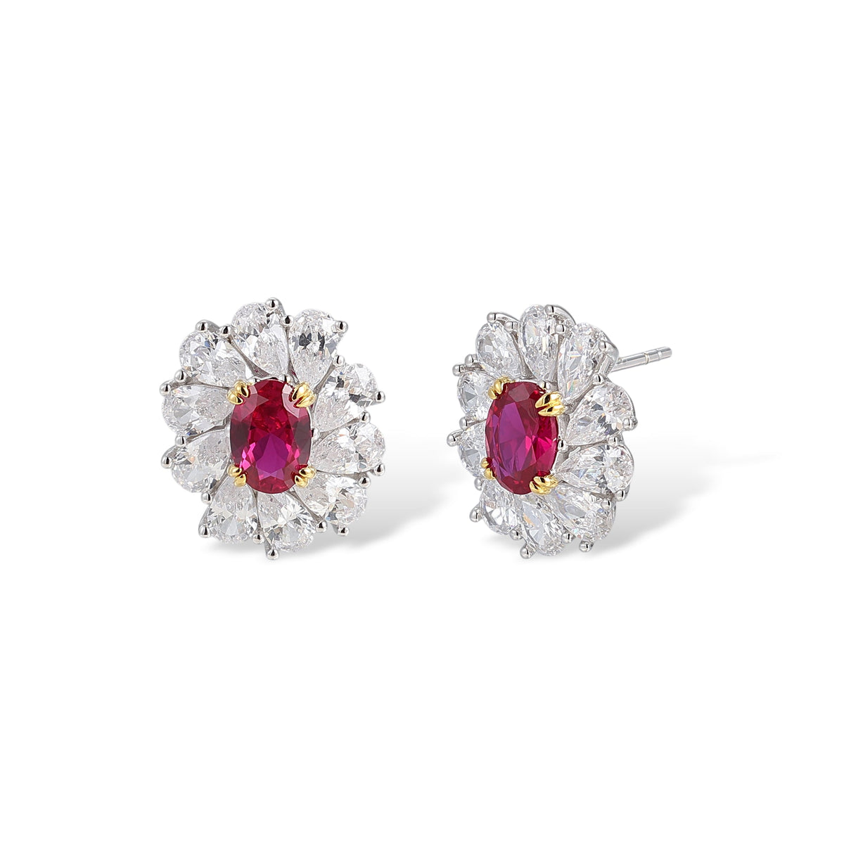 Éclat Ruby Blossom Stud Earrings