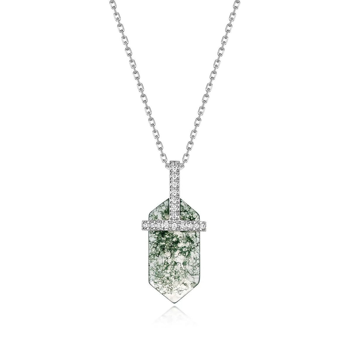 Édeline Green Moss Hexagonal Necklace