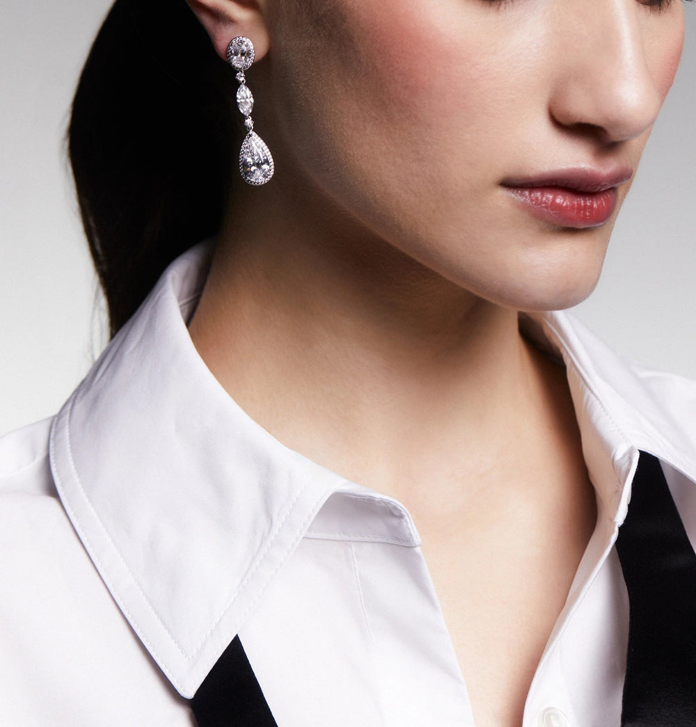 Églantine White Teardrop Drop Earrings