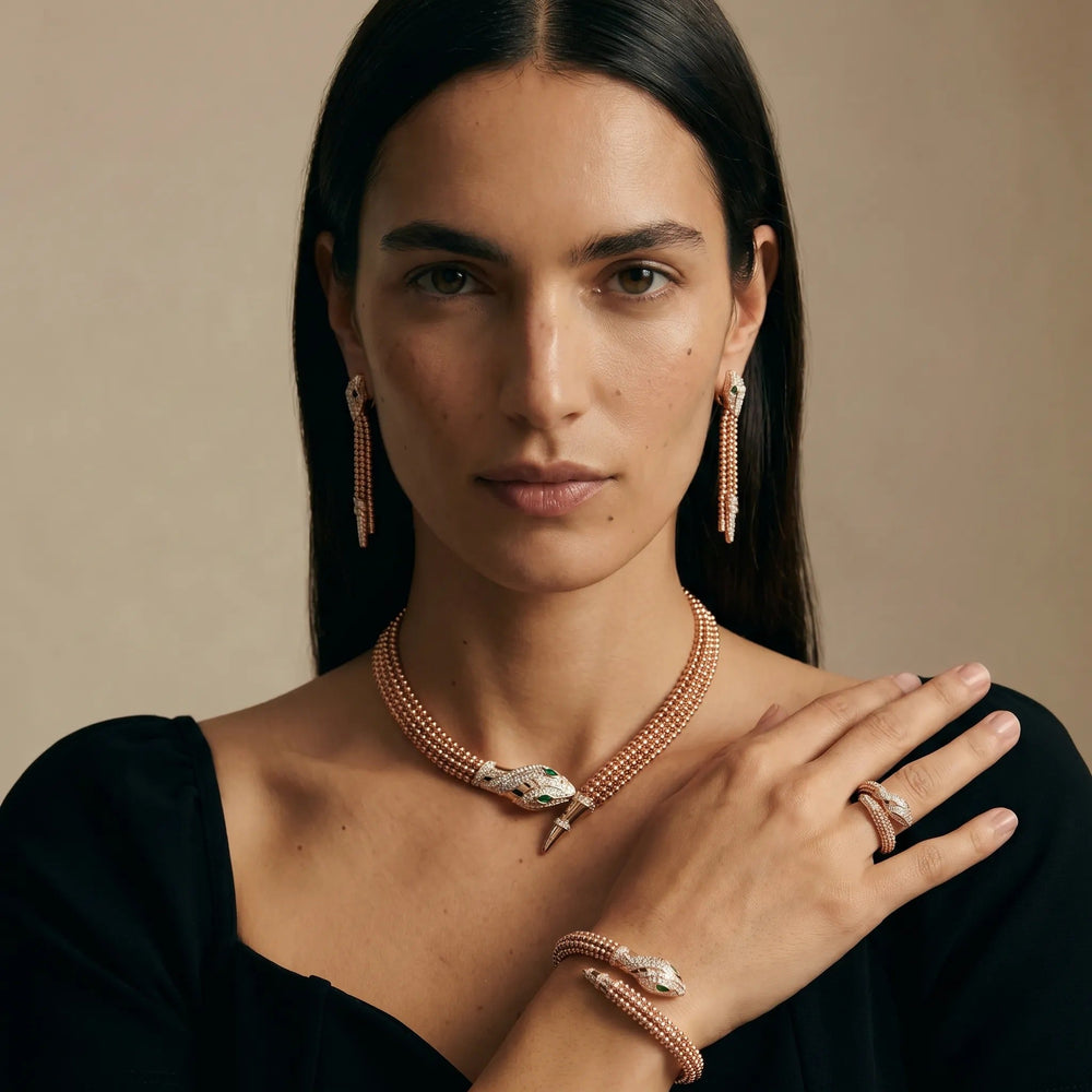 Eilrun 14K Champagne Gold Snake Open Bangle