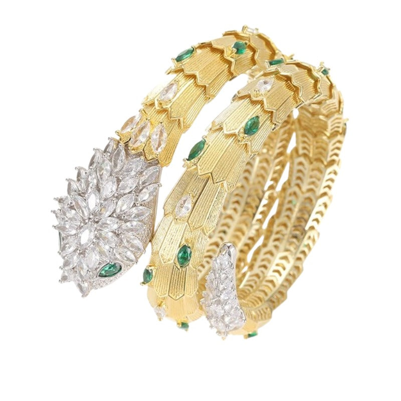 Éléonore 14K Gold Snake Open Bangle