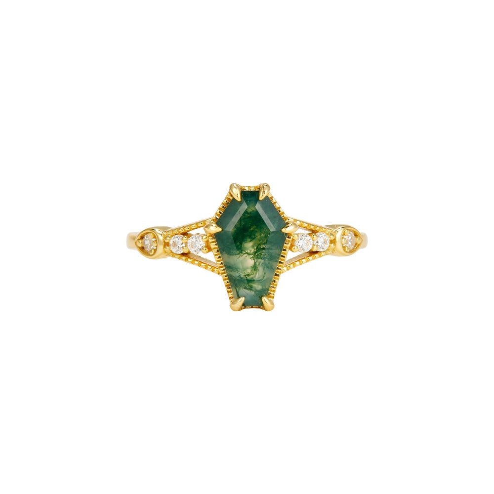 Elina 14K Green Moss Trapezoid Ring Set