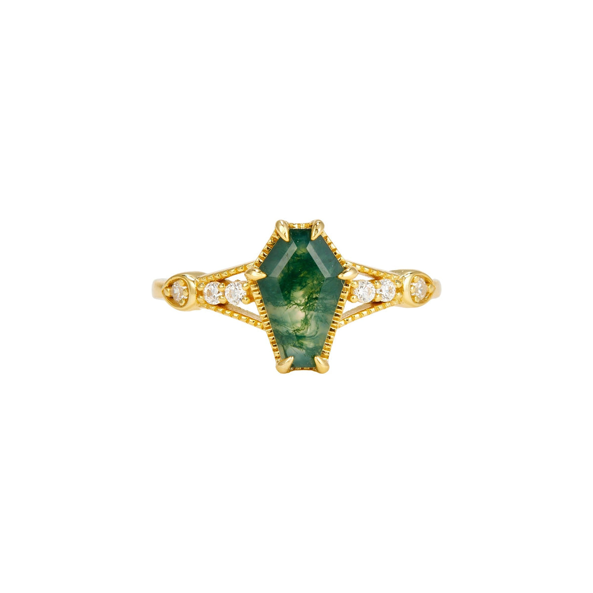 Elina 14K Green Moss Trapezoid Ring Set