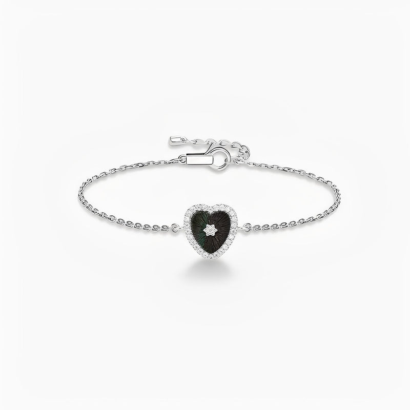 Émaillé Black Shell Heart Bracelet
