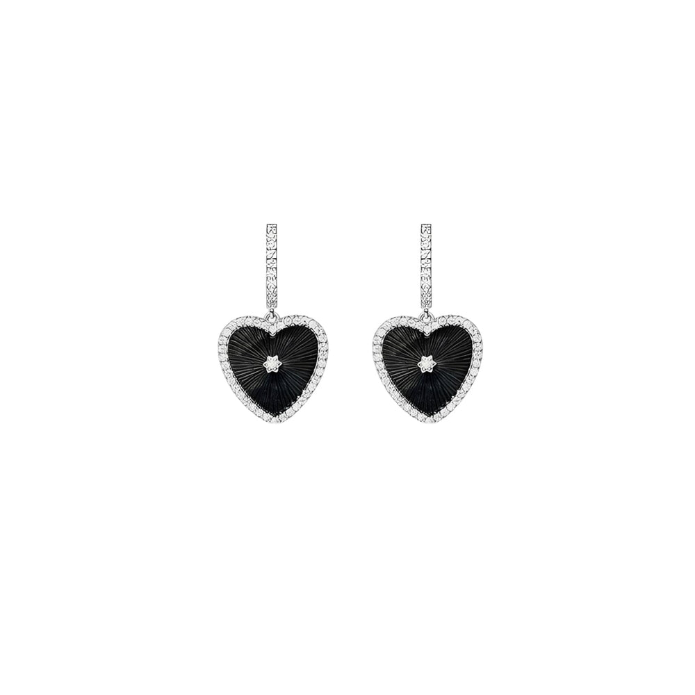 Émaillé Black Shell Heart Earrings