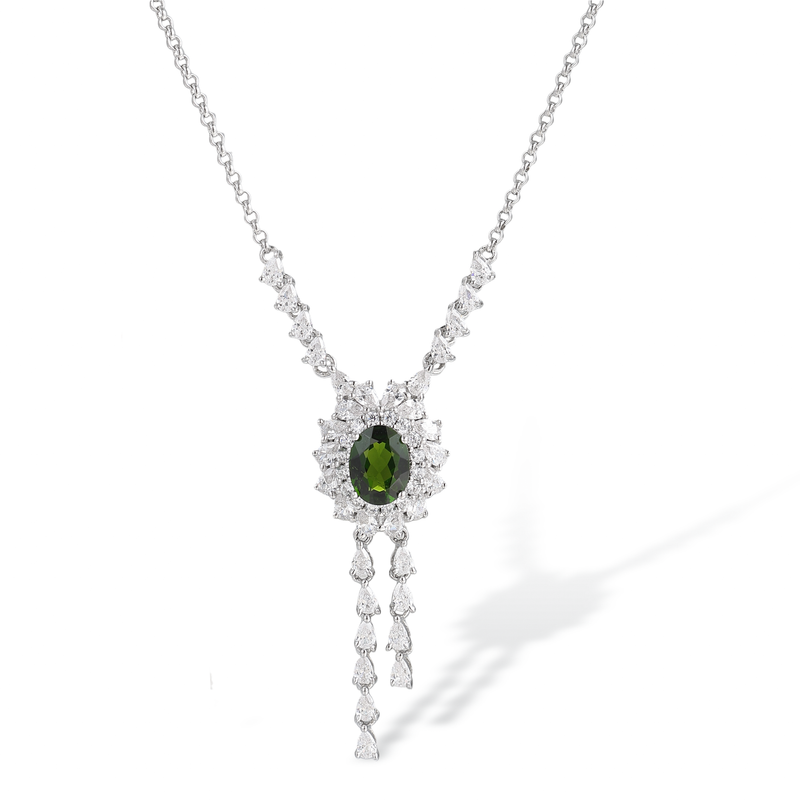 Émeraude Cascade Green Floral Necklace