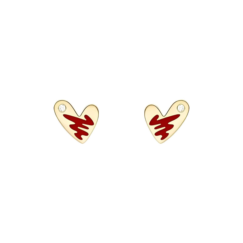 Émilie Red Heart Stud Earrings
