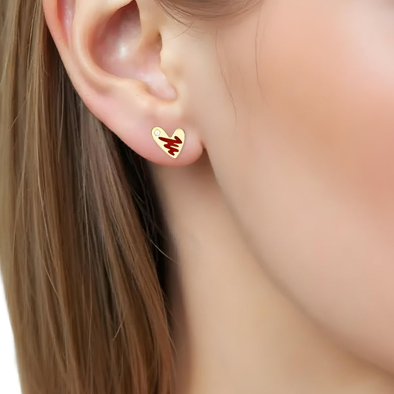 Émilie Red Heart Stud Earrings