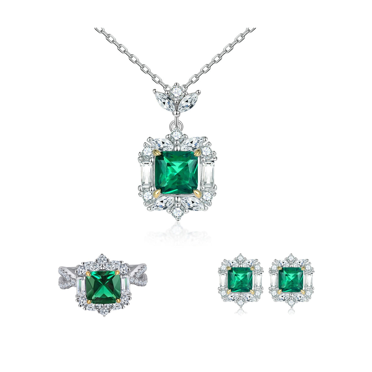 Éoleine Green Square Jewelry 3-Piece Set