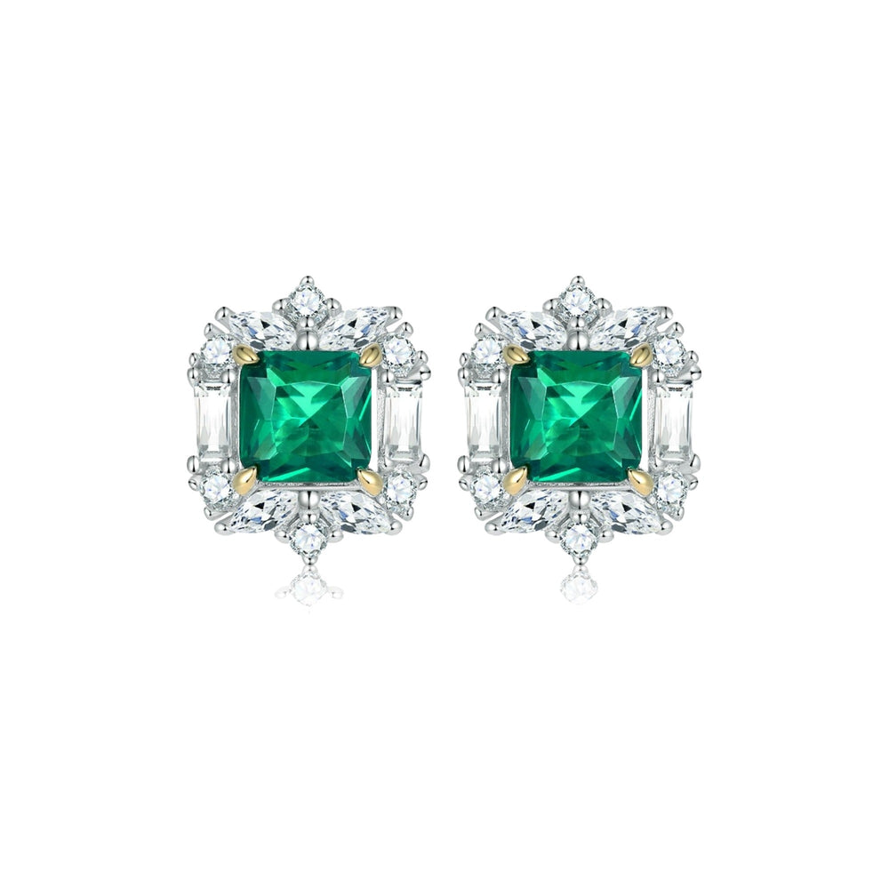 Éoleine Green Square Stud Earrings