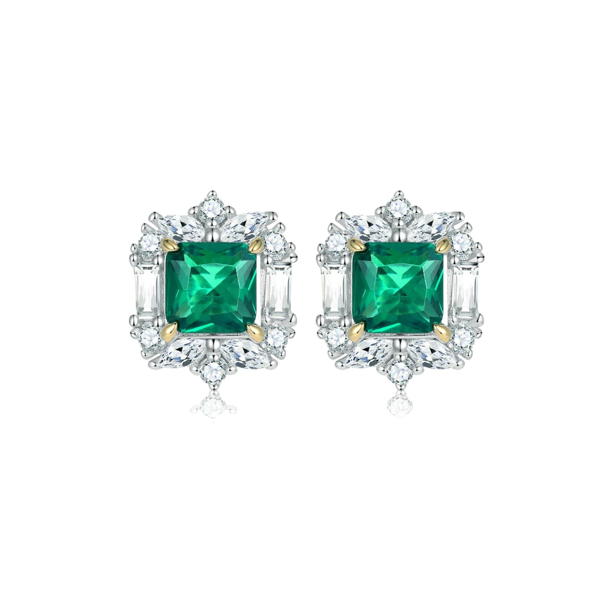 Éoleine Green Square Stud Earrings