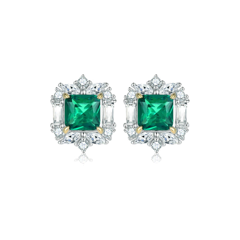 Éoleine Green Square Stud Earrings