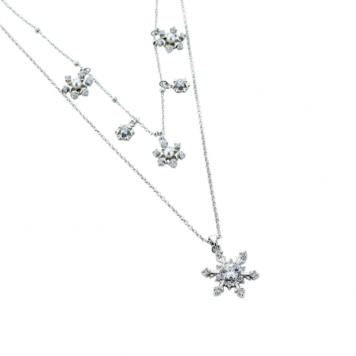 Épanoui White Snowflake Layer Necklace