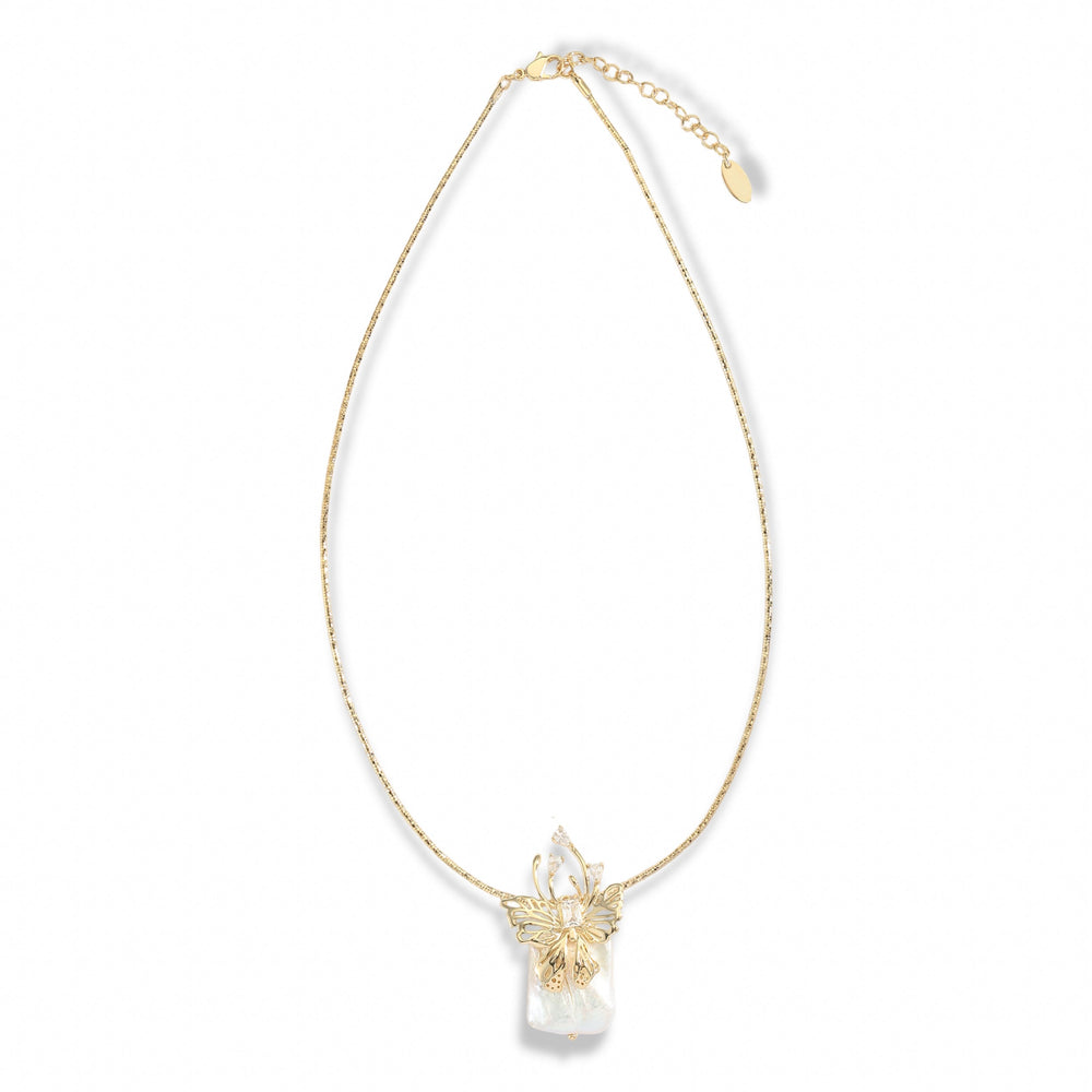 Estelle 14K Gold Butterfly Baroque Pearl Necklace
