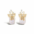 Estelle 14K Gold Butterfly Baroque Pearl Stud Earrings