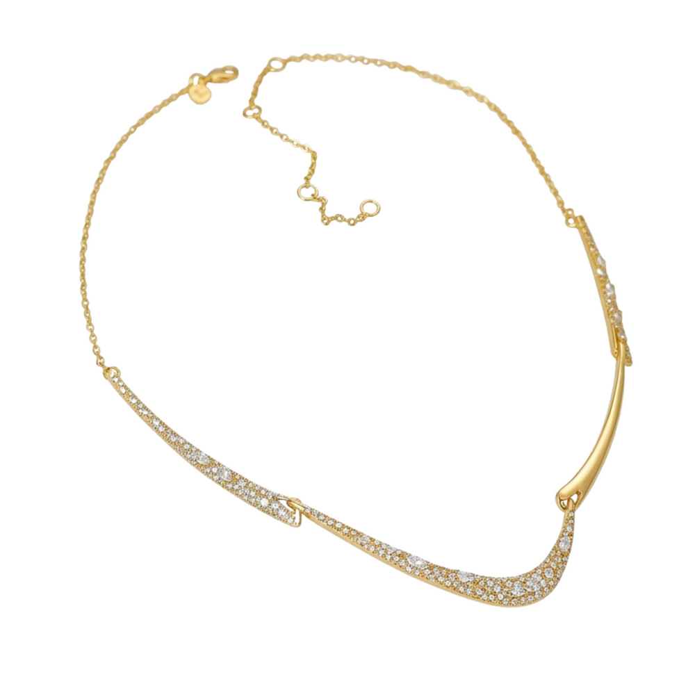 Étiennette 14K Gold Curved Necklace