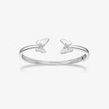 Étroit White Butterfly Open Bangle