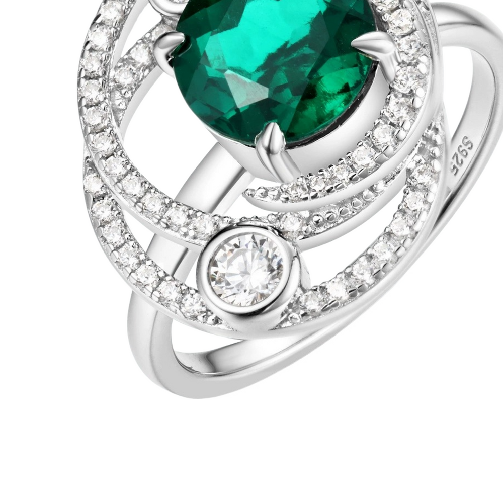 Évangéline Emerald Green Round Ring