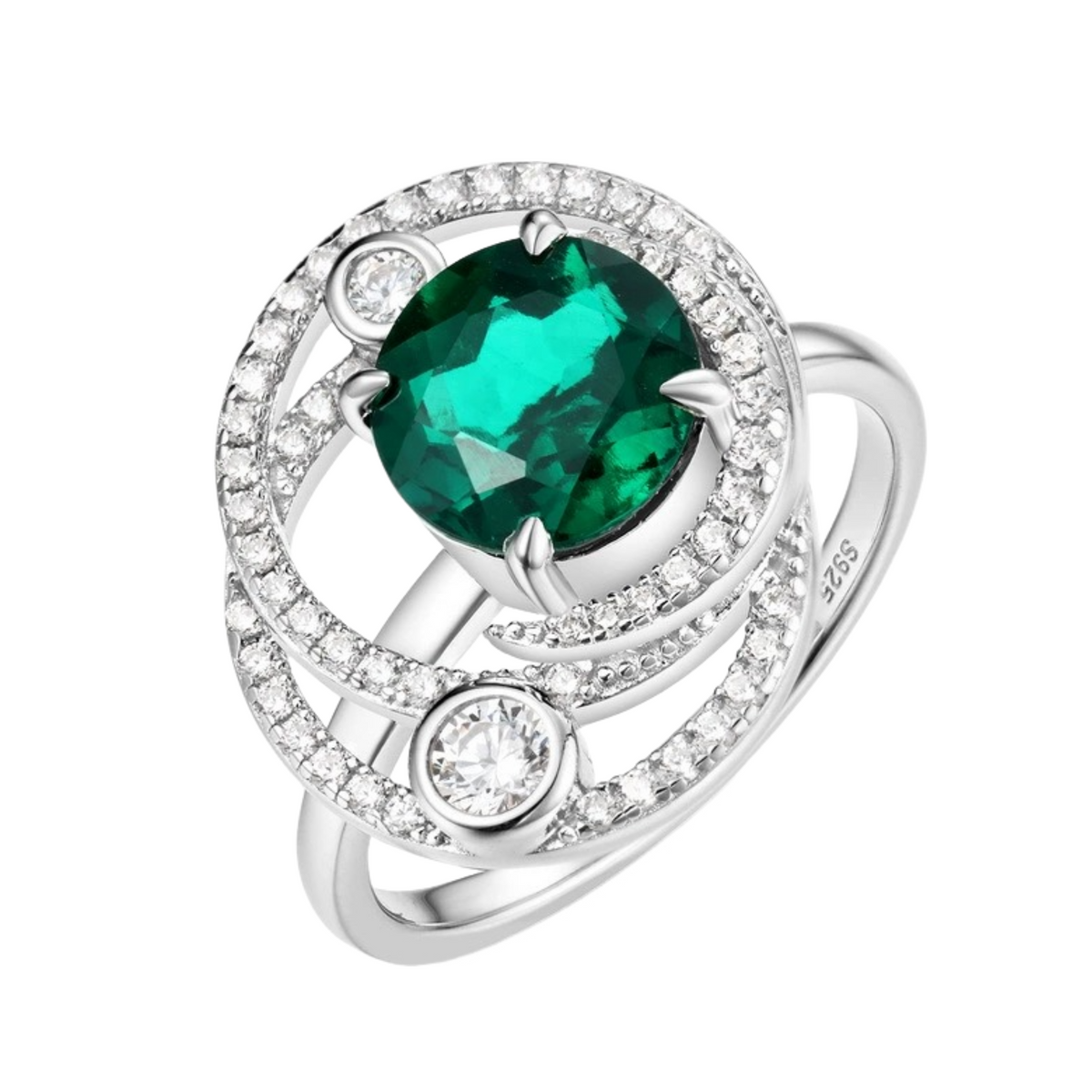 Évangéline Emerald Green Round Ring