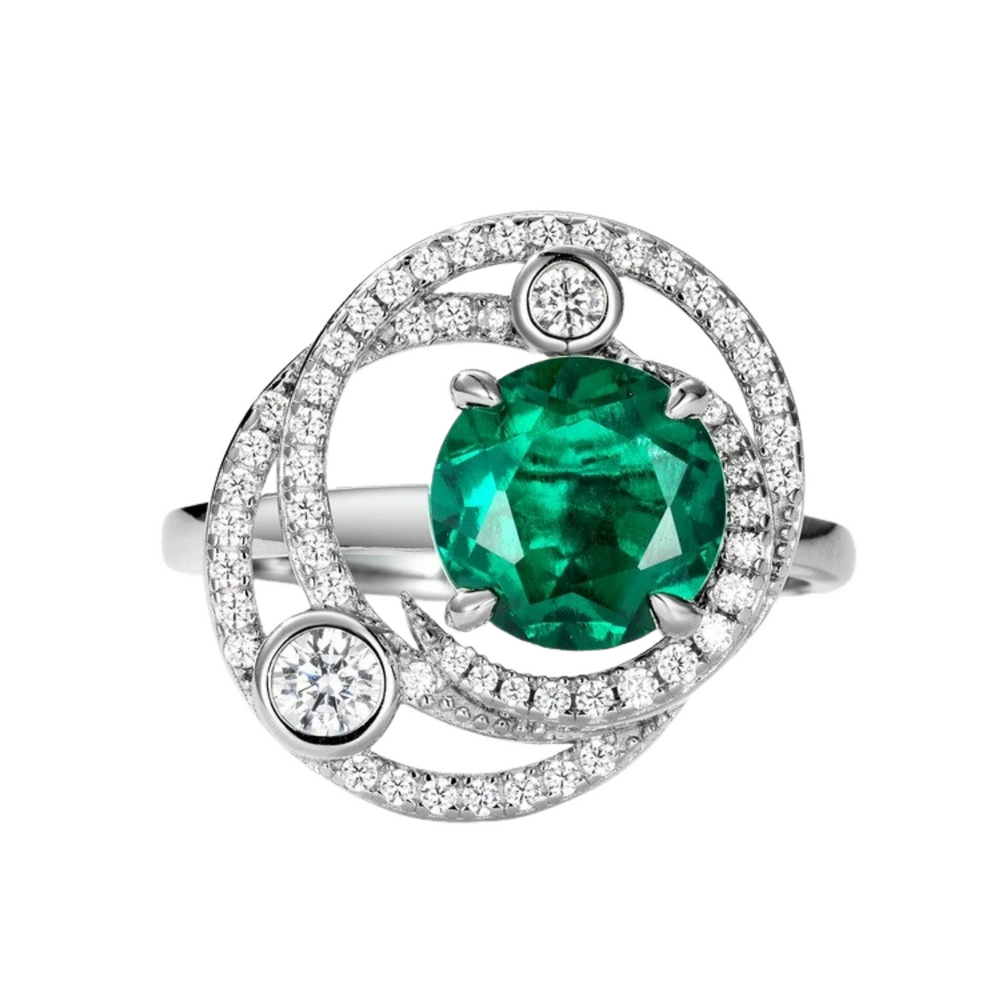 Évangéline Emerald Green Round Ring
