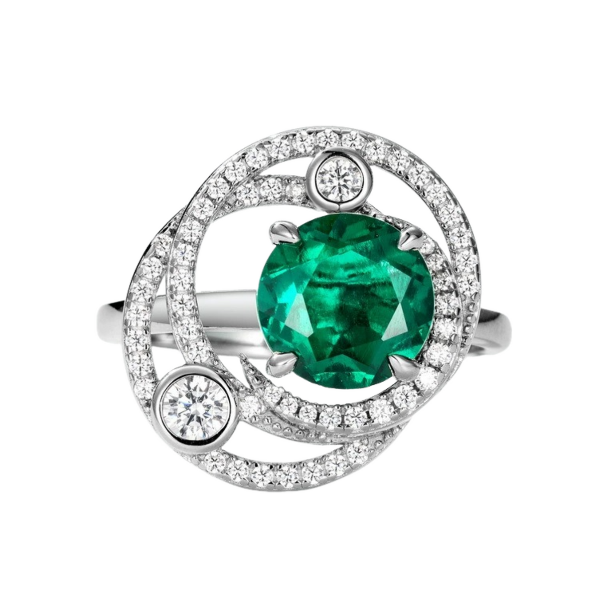 Évangéline Emerald Green Round Ring