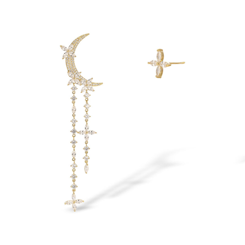 Evelin 10K Gold Moon Floral Earrings