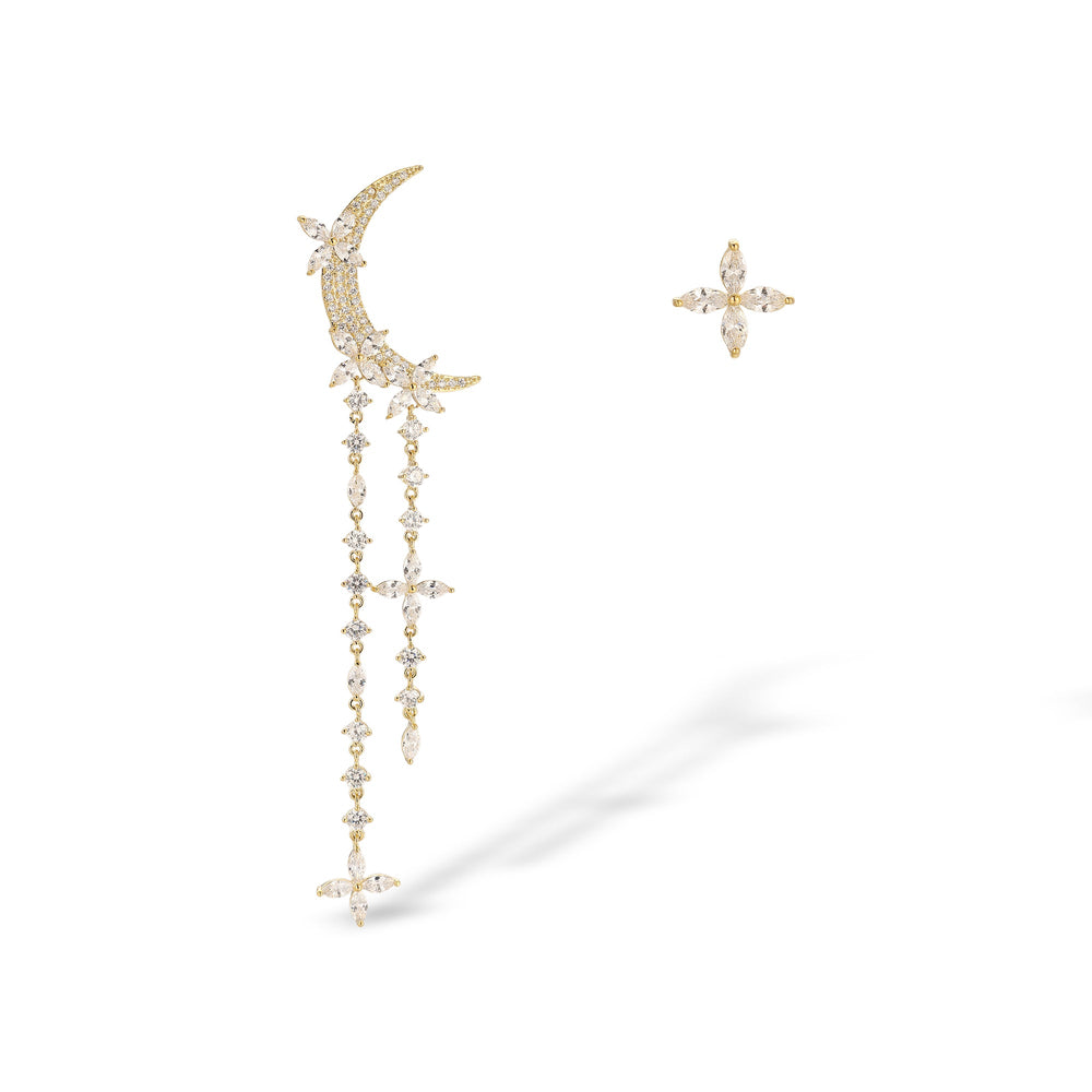 Evelin 10K Gold Moon Floral Earrings