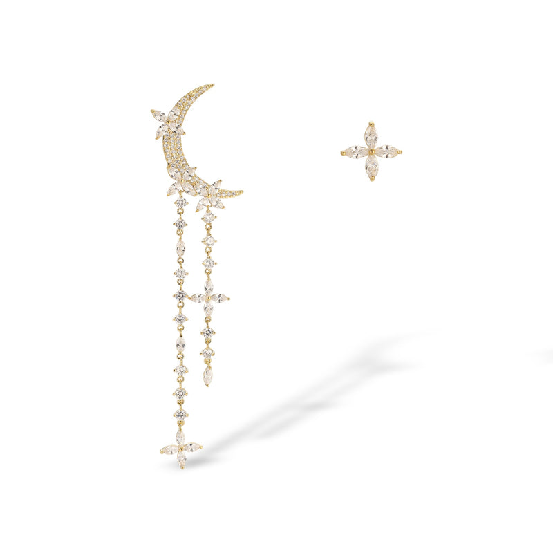 Evelin 10K Gold Moon Floral Earrings