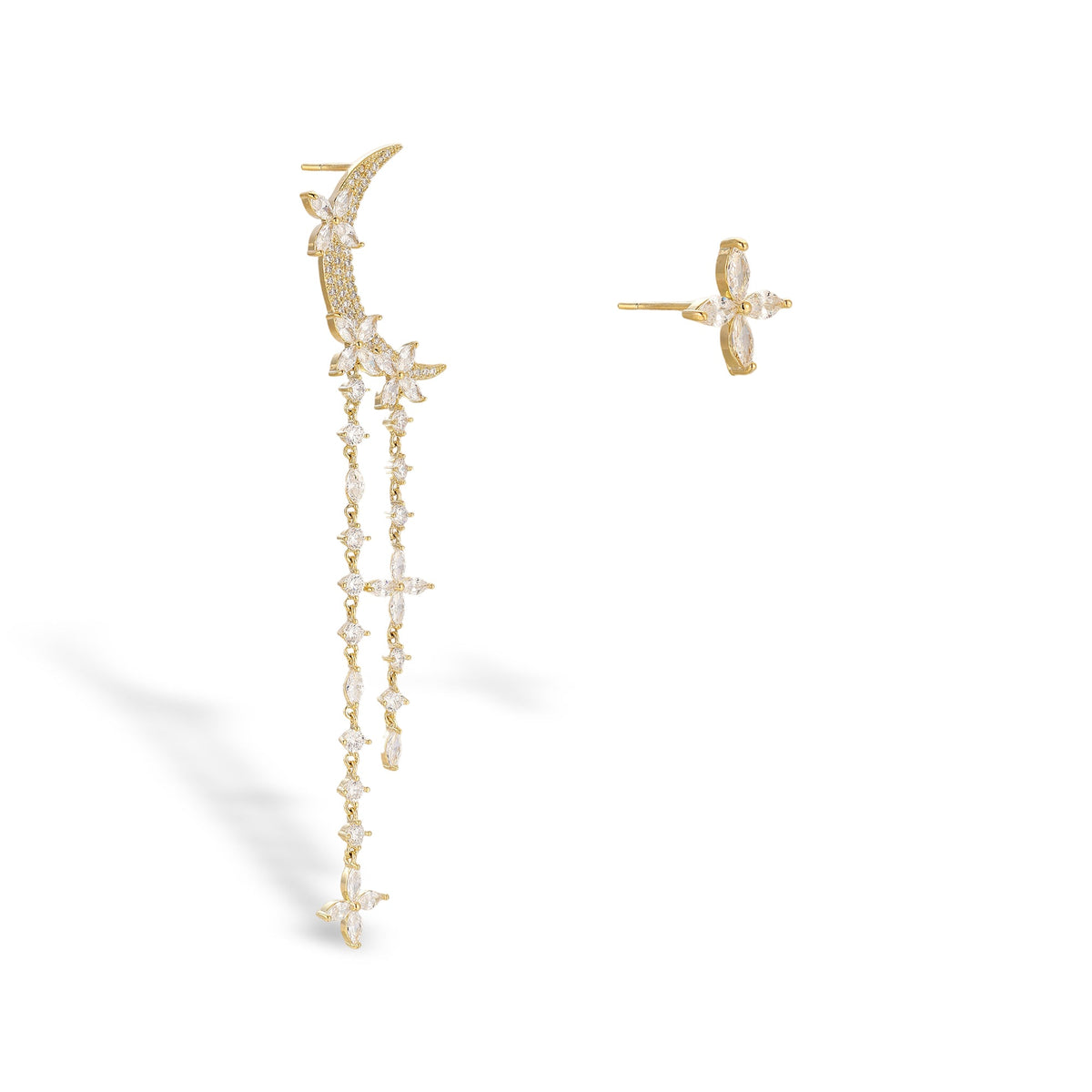 Evelin 10K Gold Moon Floral Earrings