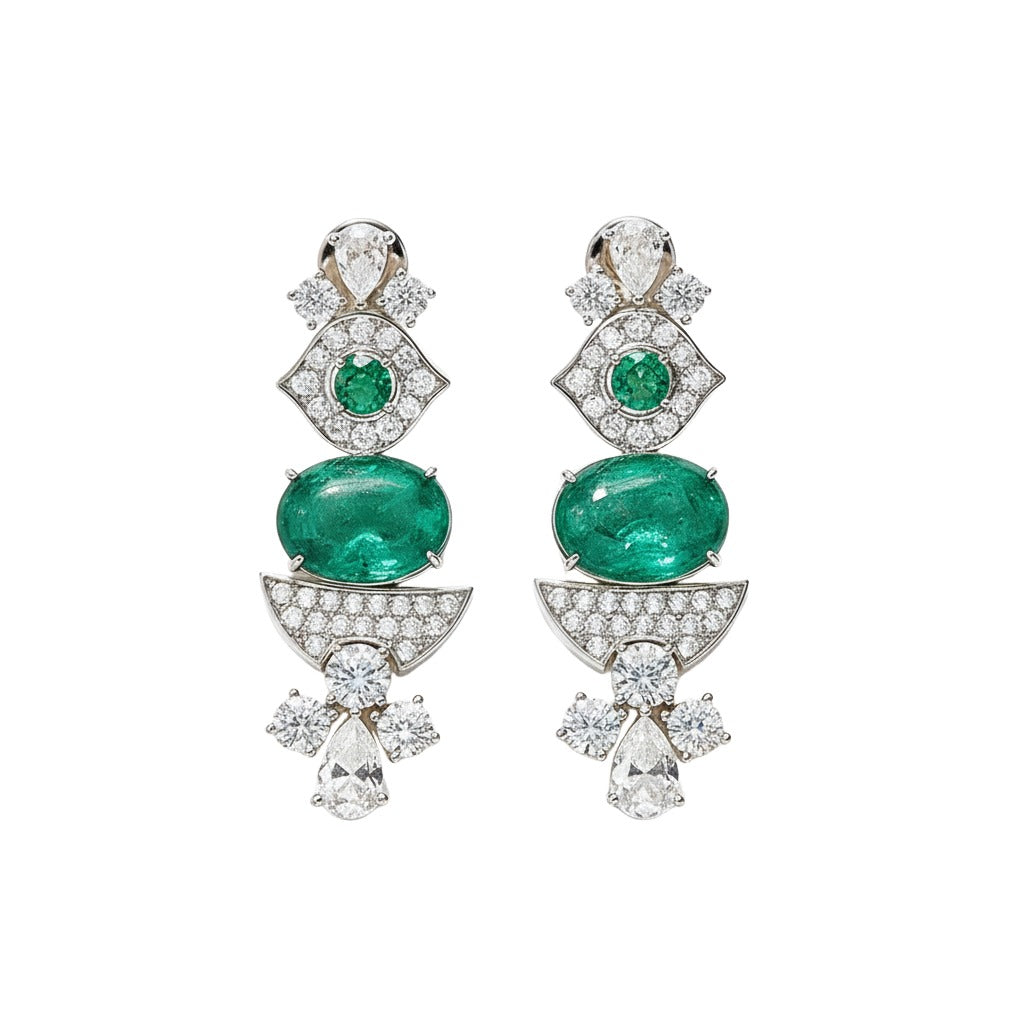 Fabrice Green Oval Earrings