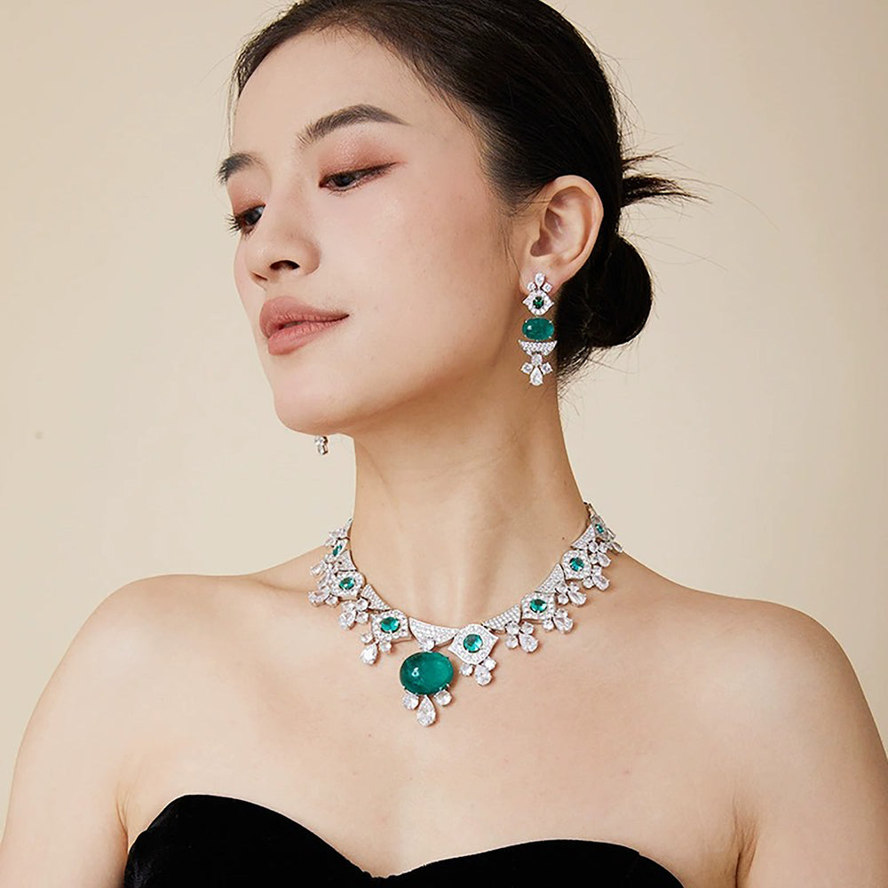 Fabrice Green Oval Earrings