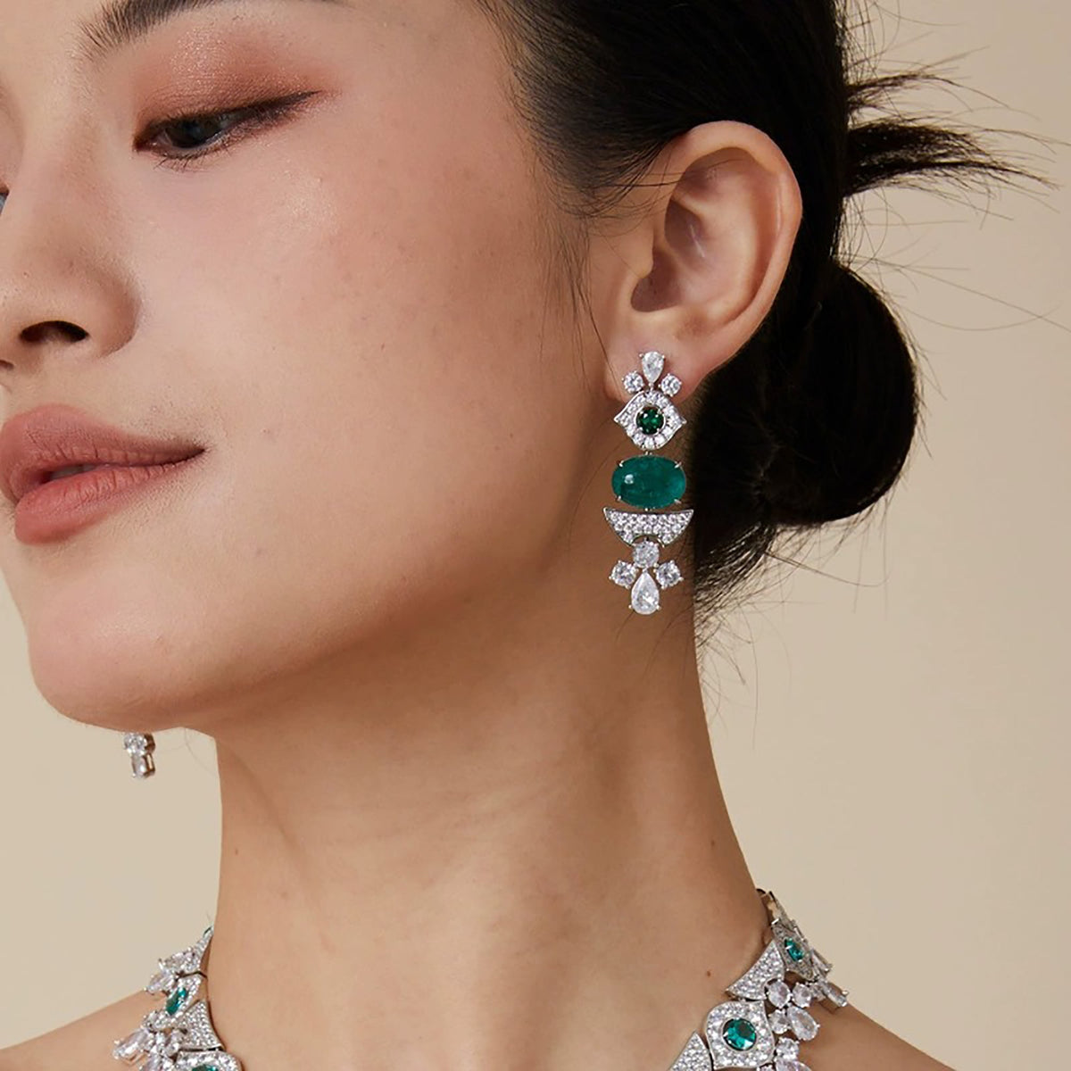Fabrice Green Oval Earrings