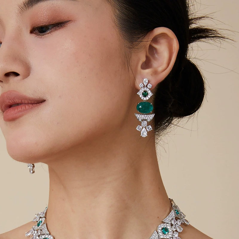 Fabrice Green Oval Earrings